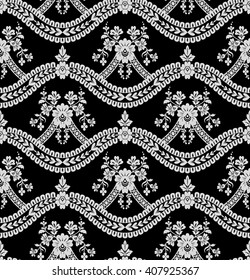 Seamless lace pattern, flower vintage vector background.