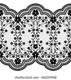 Seamless lace pattern, flower vintage vector background.