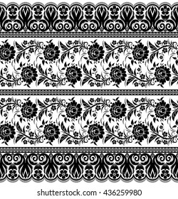 Seamless lace pattern, flower vintage vector background.