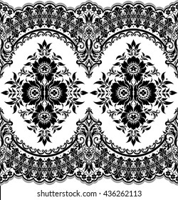 Seamless lace pattern, flower vintage vector background.