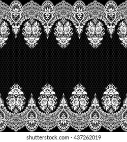 Seamless lace pattern, flower vintage vector background.