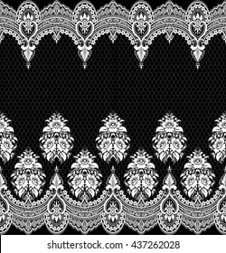 Seamless lace pattern, flower vintage vector background.