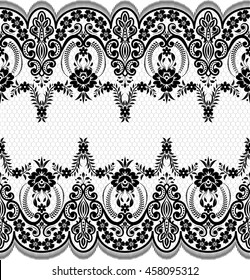 Seamless lace pattern, flower vintage vector background.