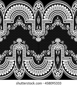 Seamless lace pattern, flower vintage vector background.