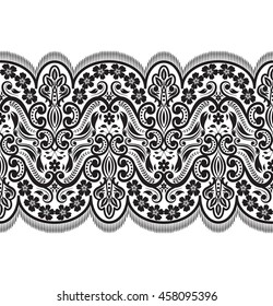 Seamless lace pattern, flower vintage vector background.
