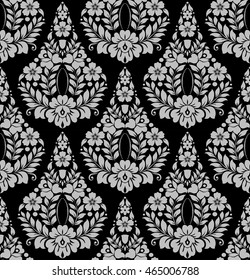 Seamless lace pattern, flower vintage vector background.