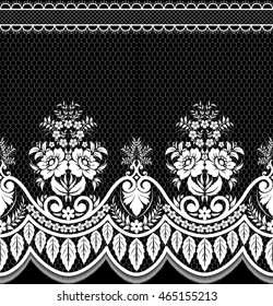 Seamless lace pattern, flower vintage vector background.
