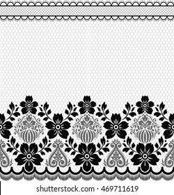 Seamless lace pattern, flower vintage vector background.