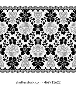 Seamless lace pattern, flower vintage vector background.