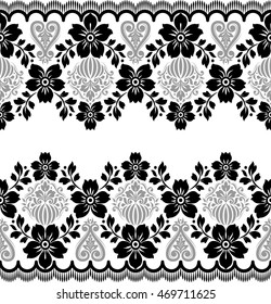 Seamless lace pattern, flower vintage vector background.