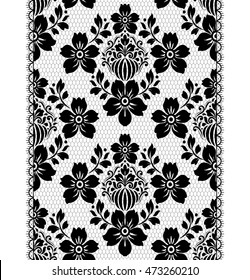Seamless lace pattern, flower vintage vector background.