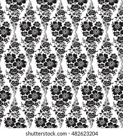 Patrón de encaje sin costuras, fondo de Vector vintage de flores.