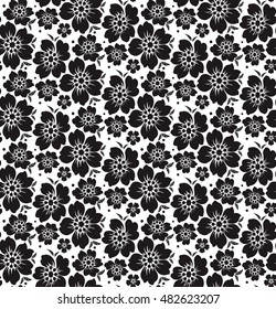 Seamless lace pattern, flower vintage vector background.