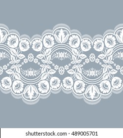 Seamless lace pattern, flower vintage vector background.
