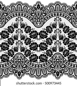 Seamless lace pattern, flower vintage vector background.