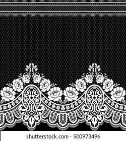 Seamless lace pattern, flower vintage vector background.
