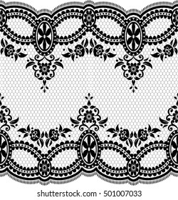 Seamless lace pattern, flower vintage vector background.