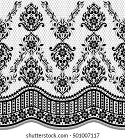 Seamless lace pattern, flower vintage vector background.