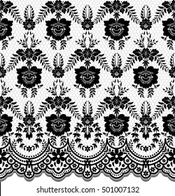 Seamless lace pattern, flower vintage vector background.