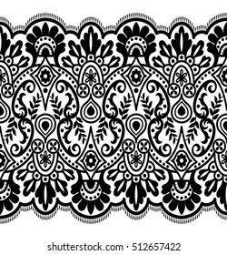 Seamless lace pattern, flower vintage vector background.