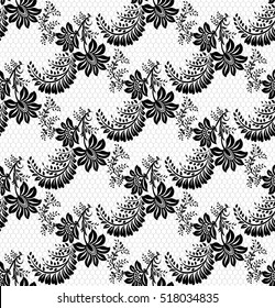 Seamless lace pattern, flower vintage vector background.