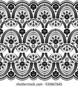 Seamless lace pattern, flower vintage vector background.