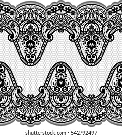 Patrón de encaje sin costuras, fondo de Vector vintage de flores.