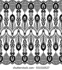 Seamless lace pattern, flower vintage vector background.