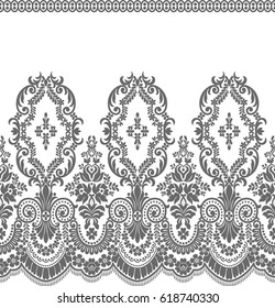 Seamless lace pattern, flower vintage vector background.