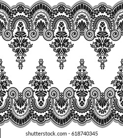 Seamless lace pattern, flower vintage vector background.