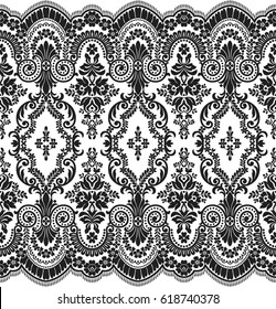 Seamless lace pattern, flower vintage vector background.