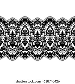 Seamless lace pattern, flower vintage vector background.