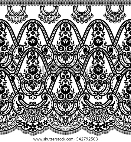 Seamless lace pattern, flower vintage vector background.