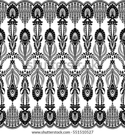 Seamless lace pattern, flower vintage vector background.
