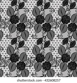 Seamless lace pattern with flowers. Infinitely wallpaper, decoration design, lingerie. Invitation cards,wallpaper tile ornament. Vector illustration.
