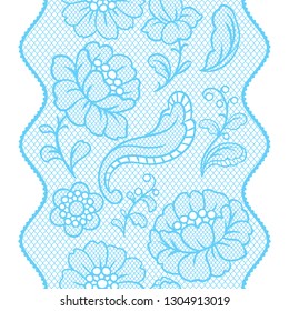 Seamless lace pattern with flowers. Vintage fashion textile.