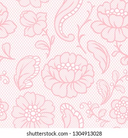 Seamless lace pattern with flowers. Vintage fashion textile.