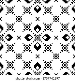 Seamless lace pattern with folkloric floral ornament in scandinavian retro style. Stock illustration for background, wallpaper, textile, scrapbooking, wrapping paper.