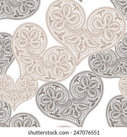 Seamless lace  pattern with hearts