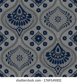 seamless lace pattern  on grey background