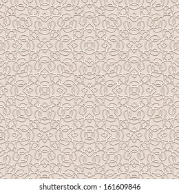 Seamless lace pattern, ornamental beige vector background