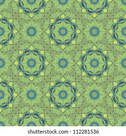seamless lace pattern. Ornamental round illustration.green autumn colors