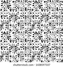 Seamless lace pattern. White lace on black background. For decor fabric, paper, Wallpaper, packaging. Layered vector file.Nonwoven material.