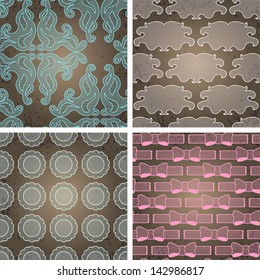 Seamless lace patterns on grunge texture.