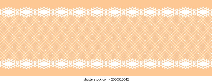 Seamless lace ribbon border. Vector illustration.