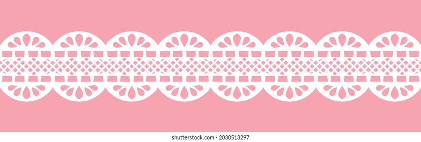 Seamless lace ribbon border. Vector illustration.