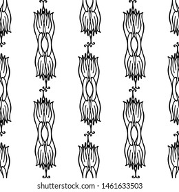 Seamless lace vector. Black lace on white background. Black and white graphics. Lace strips. For design and decor.