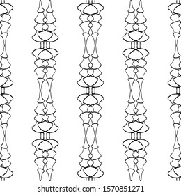 Seamless lace vector. Black lace on white background. Black and white graphics. Art Nouveau and art Deco pattern.For design and decor.Lace strips.