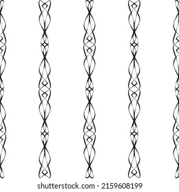 Seamless lace vector. Black lace on white background. Black and white graphics. Art Nouveau and art Deco pattern.For design and decor.Lace strips.