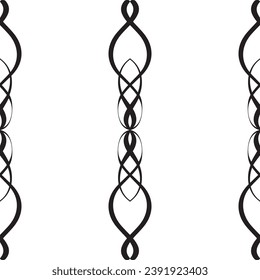 Seamless lace vector. Black lace on white background. Black and white graphics. Art Nouveau and art Deco pattern.For design and decor.Lace strips.